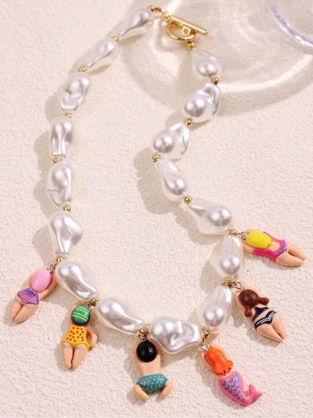 Beach Babes Whimsical Pearl Charm Necklace